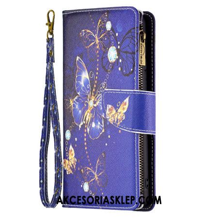 Etui Folio iPhone 16 Pro Fioletowy Portfel Z Motylami