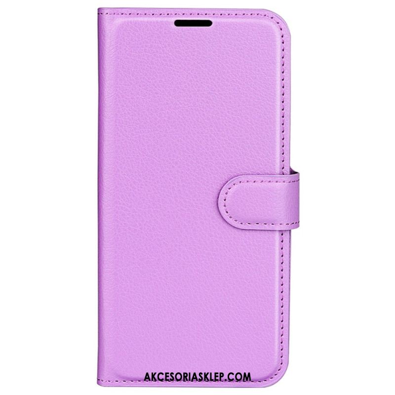 Etui Folio iPhone 16 Pro Max Klasyczna Sztuczna Skóra Litchi Etui Ochronne