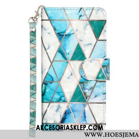 Etui Folio iPhone 16 Pro Max Zielony Marmur Z Paskiem