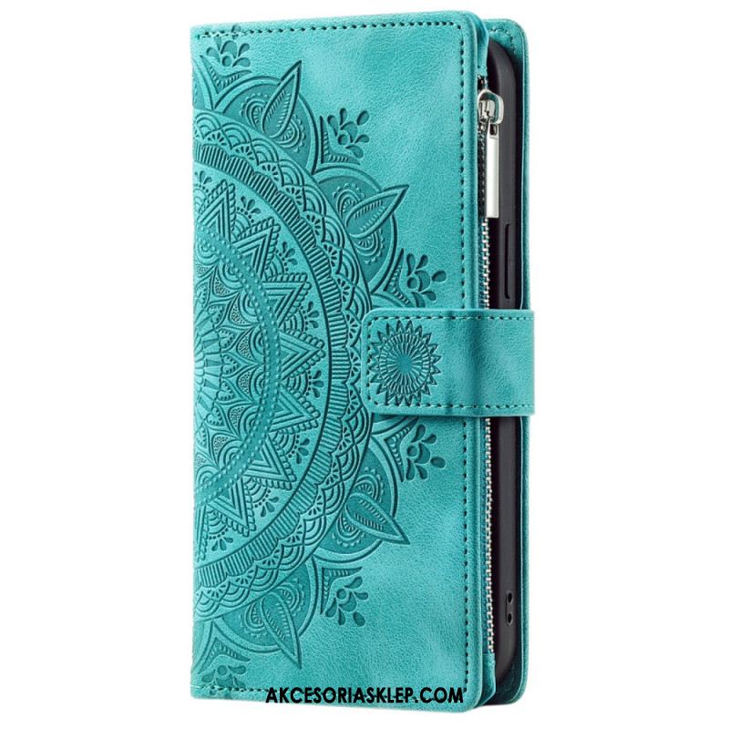 Etui Folio iPhone 16 Pro Portfel Z Efektem Zamszu W Kształcie Mandali Etui Ochronne