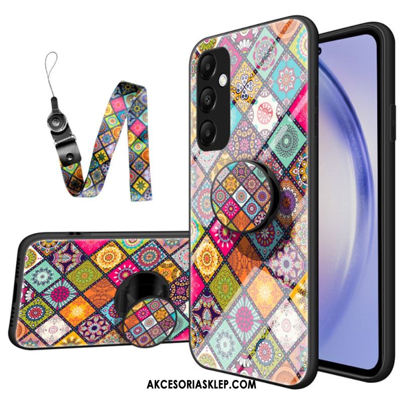 Etui Samsung Galaxy A55 5g Ze Wsparciem I Patchworkowym Paskiem