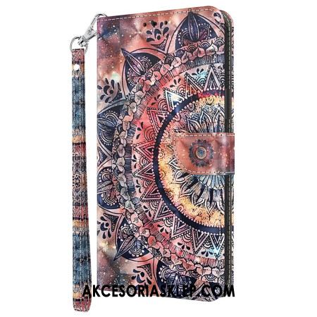 Skórzany Futerał Xiaomi Redmi Note 13 4g Etui Na Telefon Kolorowa Mandala Z Paskiem